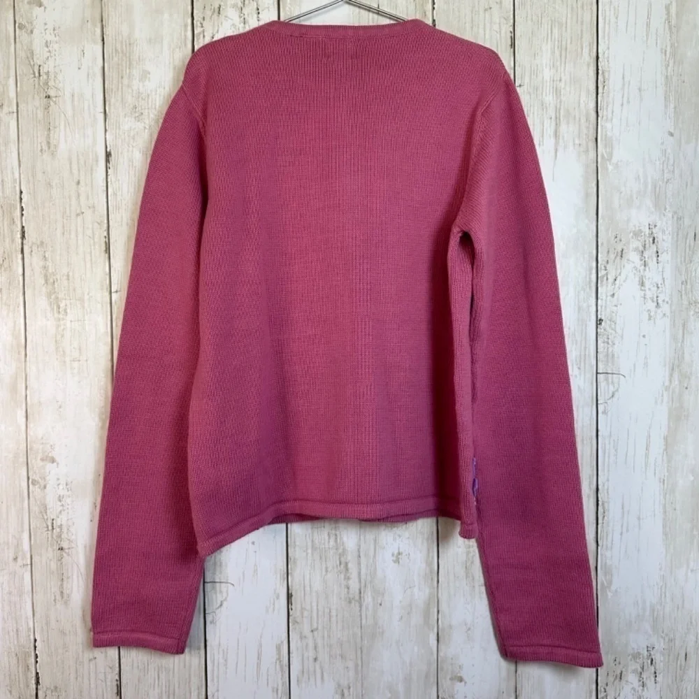 Gap Girls Cardigan Sweater XL Pink Flower Butterfly Appliqués Artsy NEW